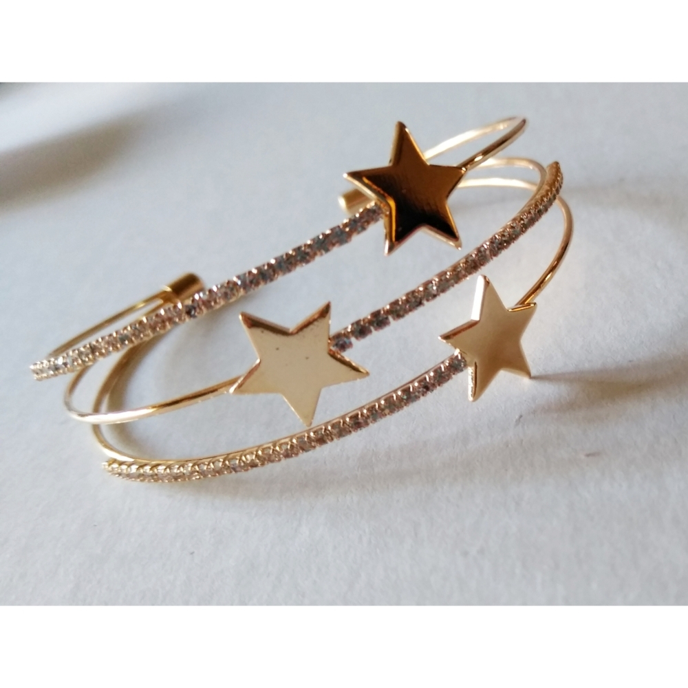 Gold Star Cuff Bracelet 18k Gold Plated